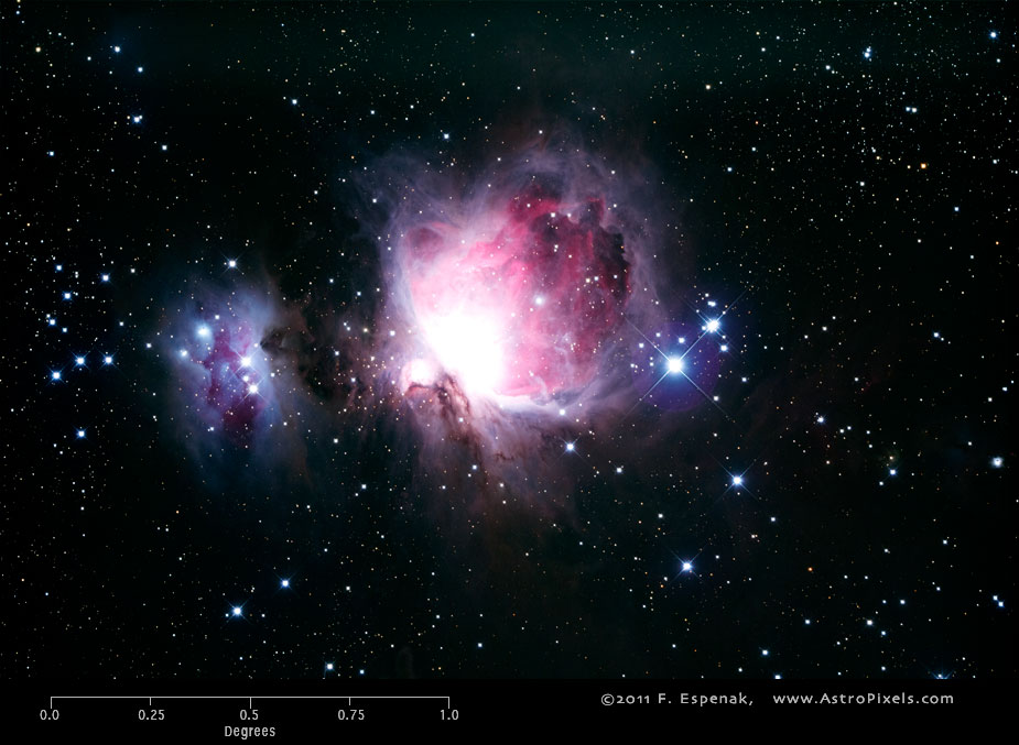 orion nebula size chart