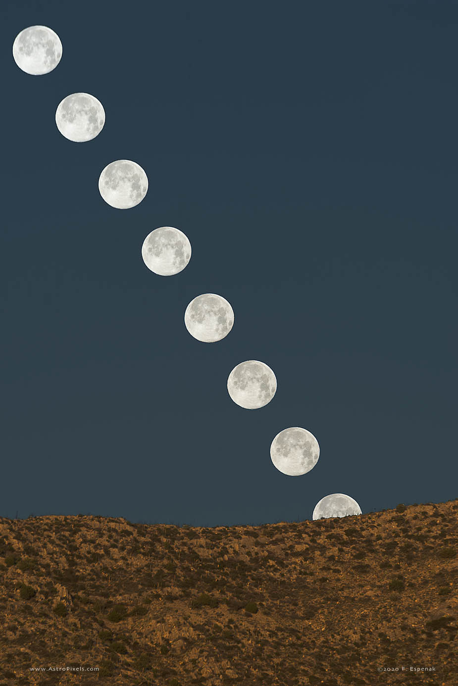 Moonset Sequence Over Limestone Mountain - 2