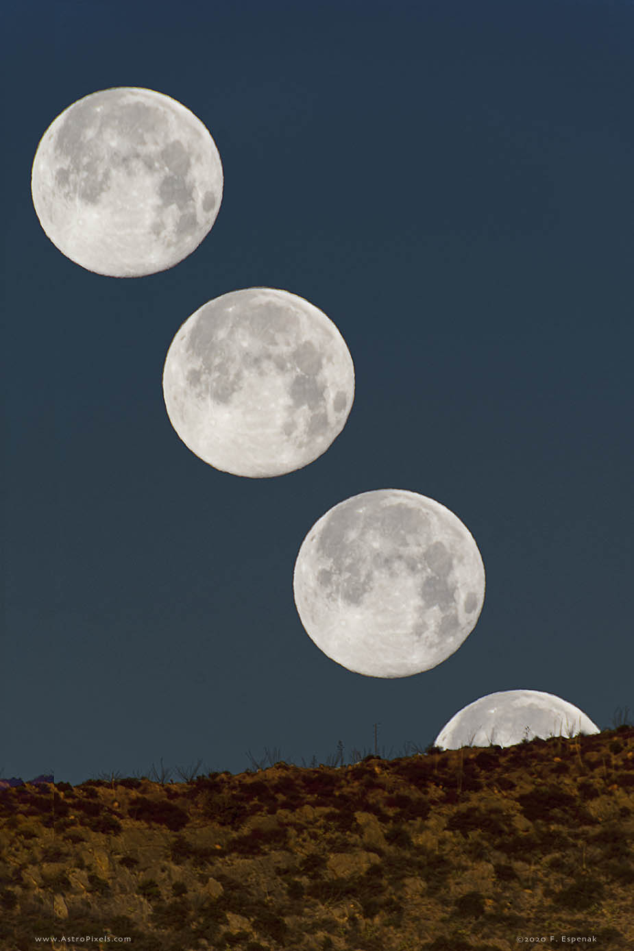 Moonset Sequence Over Limestone Mountain - 3