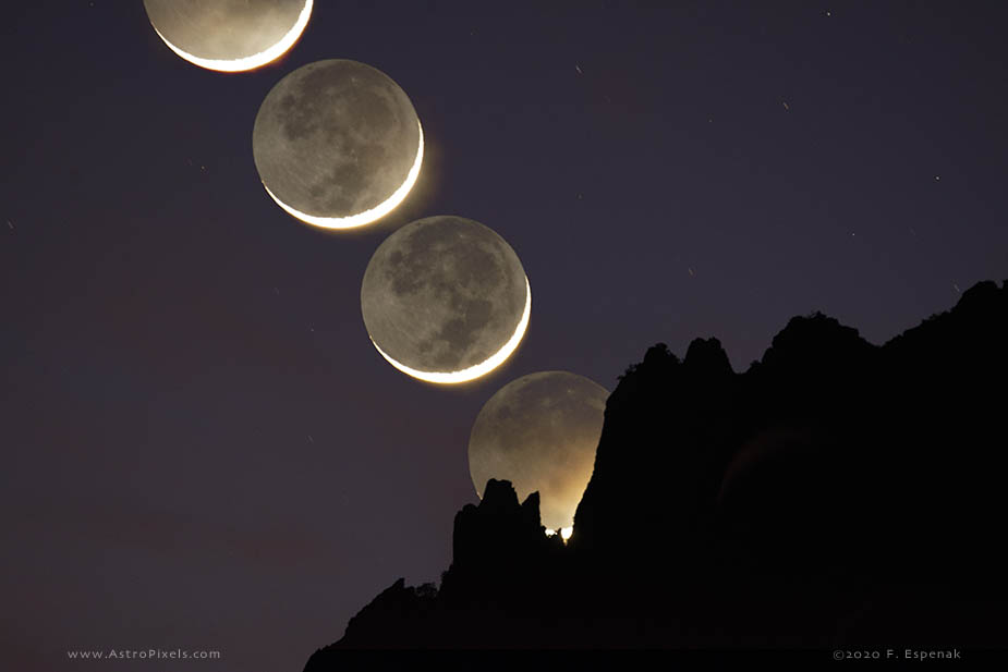 Moonset Sequence Over the Chiricahua Mountains - 1